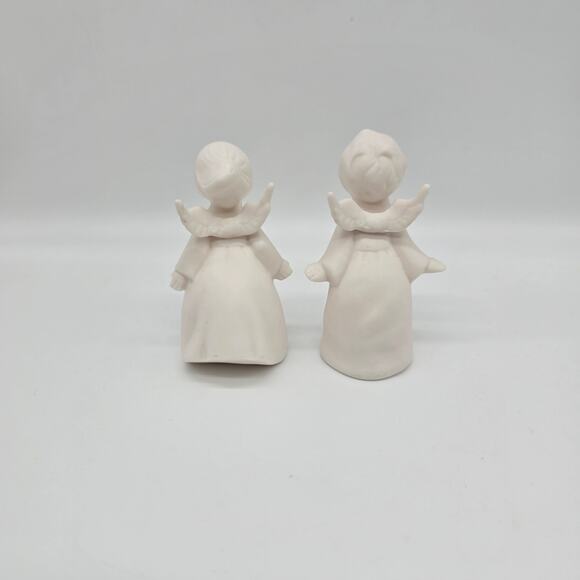 Vintage Schmid Brothers Figurine Kissing Angels Set of 2 White Japan 1960's - Picture 3 of 6